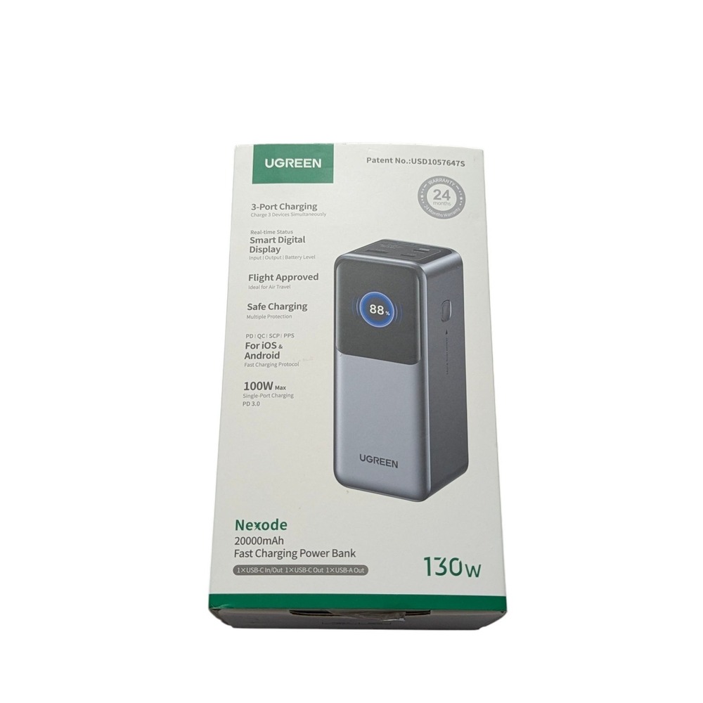 P6U UGREEN - Nexode 130W 20000mAh Fast Charge Power Bank with Smart TFT Display